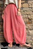 Lina Linen Blend Barrel Pant Washed Watermelon